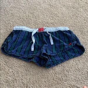 Southern Marsh Plaid Pajama Shorts - Blue and Green